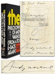 Andy Warhol Sketches His Famous Campbells Soup Can -- Drawn Upon a Signed First Edition of The Philosophy of Andy Warhol